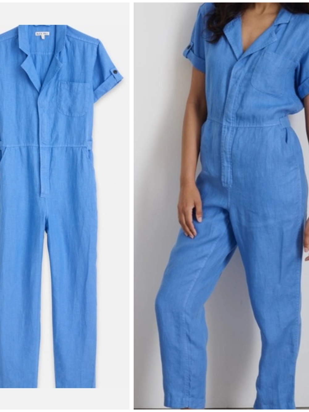 Alex Mill, French Blue Short-Sleeve Linen Summer Jumpsuit, NWT